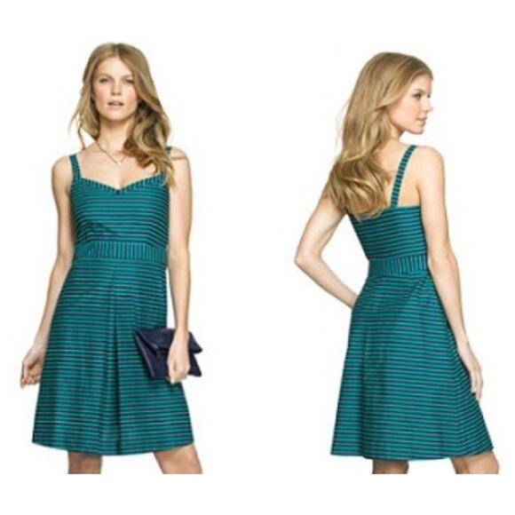 L.L. Bean Signature Sundress •Women 10• Striped Mallard Green/Raven Blue LL - Picture 1 of 13